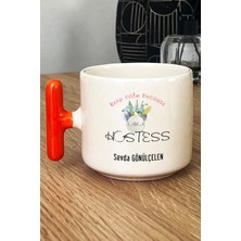 Hedizu Kişiye Özel Hostes Kupa Bardak T Kulplu Turuncu