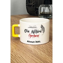 Hedizu Kişiye Özel Din Kültürü Öğretmeni Lüks Fincan Sarı Öğretmenler Günü Hediyesi