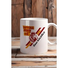 Hedizu Kişiye Özel Taraftar Sarı Kırmızı Kupa Bardak Beyaz Babaya Abiye Arkadaşa Hediye