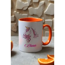 Hedizu Kişiye Özel Unicorn -3- Kupa Bardak Turuncu Arkadaşa Kardeşe Hediye