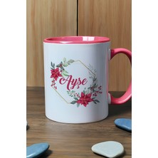 Hedizu Kişiye Özel Çiçekli Isme Özel Kupa Bardak Pembe Doğum Günü Hediyesi