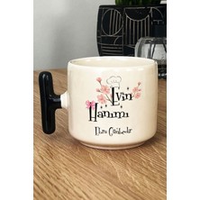 Hedizu Kişiye Özel Evin Hanımı Kupa Bardak T Kulplu Siyah Yıldönümü Hediyesi