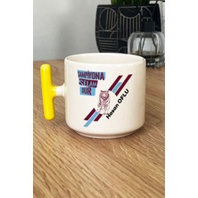 Hedizu Kişiye Özel Bordo Mavi Taraftar Kupa Bardak T Kulplu Sarı Abiye Babaya Sevgiliye Arkadaşa Hediye