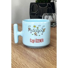 Hedizu Kişiye Özel Pedagog Pastel T Kulplu Kupa Bardak Mavi Tıp Bayramı Hediyesi