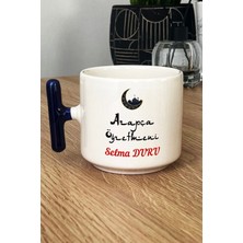 Hedizu Kişiye Özel Arapça Öğretmeni -2- Kupa Bardak T Kulplu Lacivert Öğretmenler Günü Hediyesi