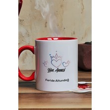 Hedizu Kişiye Özel Anneye Yılbaşı Hediyesi Kupa Bardak Kırmızı Yılın Annesi