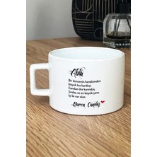 Hedizu Kişiye Özel Ablaya Hediye Lüks Fincan Beyaz  Ablaya Doğum Günü Hediyesi