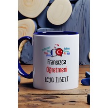 Hedizu Kişiye Özel Fransızca Öğretmeni -2- Kupa Bardak Lacivert Öğretmenler Günü Hediyesi