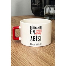 Hedizu Kişiye Özel Abi Lüks Fincan Kırmızı Ağabeye Babalar Günü Hediyesi