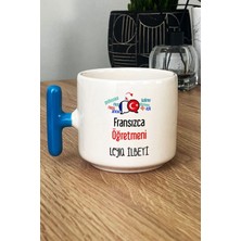 Hedizu Kişiye Özel Fransızca Öğretmeni -2- Kupa Bardak T Kulplu Mavi Öğretmenler Günü Hediyesi
