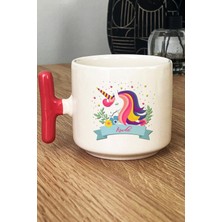 Hedizu Kişiye Özel Unicorn Kupa Bardak T Kulplu Pembe Kız Çocuğa Hediye