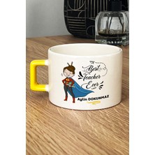 Hedizu Kişiye Özel Kadın Sınıf Öğretmeni Lüks Fincan Sarı Öğretmenler Günü Hediyesi