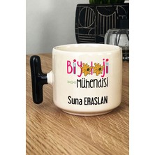 Hedizu Kişiye Özel Biyoloji Mühendisi Kupa Bardak T Kulplu Siyah Mühendisler Günü Hediyesi