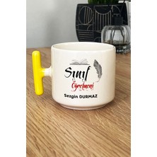 Hedizu Kişiye Özel Erkek Sınıf Öğretmeni Kupa Bardak T Kulplu Sarı Öğretmenler Günü Hediyesi