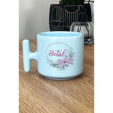 Hedizu Kişiye Özel Doğum Günü Hediyesi Pastel T Kulplu Kupa Bardak Mavi Isim Yazılı