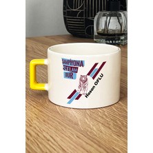 Hedizu Kişiye Özel Bordo Mavi Taraftar Lüks Fincan Sarı Abiye Babaya Sevgiliye Arkadaşa Hediye