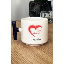 Hedizu Kişiye Özel Seni Seviyorum Kupa Bardak T Kulplu Lacivert Sevgililer Günü Hediyesi