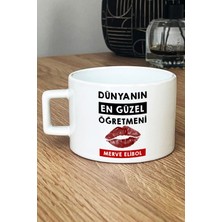 Hedizu Kişiye Özel Dünyanın En Güzel Öğretmeni Lüks Fincan Beyaz  Öğretmenler Günü Hediyesi