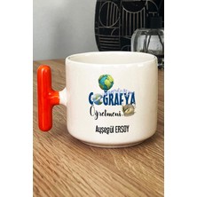Hedizu Kişiye Özel Coğrafya Öğretmeni -2- Kupa Bardak T Kulplu Turuncu Öğretmenler Günü Hediyesi