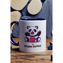 Hedizu Kişiye Özel Sevimli Panda Kupa Bardak Lacivert Arkadaşa Doğum Günü Hediyesi