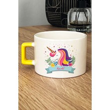 Hedizu Kişiye Özel Unicorn Lüks Fincan Sarı Kız Çocuğa Hediye