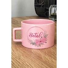 Hedizu Kişiye Özel Doğum Günü Hediyesi Pastel Fincan Pembe Isim Yazılı