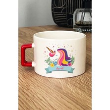 Hedizu Kişiye Özel Unicorn Lüks Fincan Kırmızı Kız Çocuğa Hediye