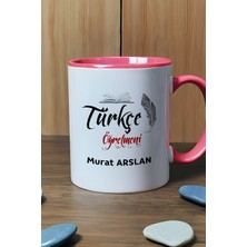 Hedizu Kişiye Özel Türkçe Öğretmeni -2- Kupa Bardak Pembe Öğretmenler Günü Hediyesi