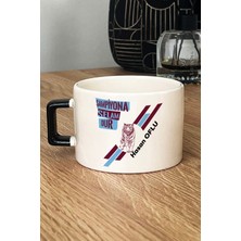 Hedizu Kişiye Özel Bordo Mavi Taraftar Lüks Fincan Siyah Abiye Babaya Sevgiliye Arkadaşa Hediye