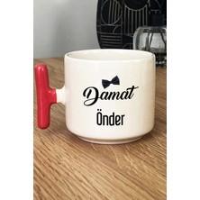Hedizu Kişiye Özel Damat Kupa Bardak T Kulplu Pembe Düğün Nişan Söz Hediyesi