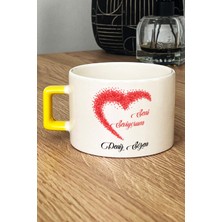 Hedizu Kişiye Özel Seni Seviyorum Lüks Fincan Sarı Sevgililer Günü Hediyesi