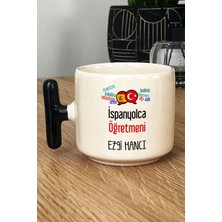 Hedizu Kişiye Özel Ispanyolca Öğretmeni -2- Kupa Bardak T Kulplu Siyah Öğretmenler Günü Hediyesi