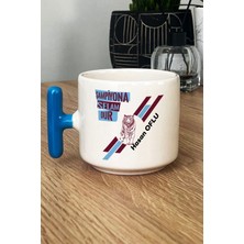 Hedizu Kişiye Özel Bordo Mavi Taraftar Kupa Bardak T Kulplu Mavi Abiye Babaya Sevgiliye Arkadaşa Hediye