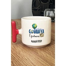 Hedizu Kişiye Özel Coğrafya Öğretmeni -2- Kupa Bardak T Kulplu Pembe Öğretmenler Günü Hediyesi