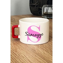 Hedizu Kişiye Özel Baş Harf ve Isim Yazılı Lüks Fincan Kırmızı Doğum Günü Hediyesi