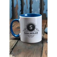 Hedizu Kişiye Özel Baş Harf Isim Soyisim Yazılı Kupa Bardak Mavi Doğum Günü Hediyesi