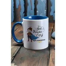 Hedizu Kişiye Özel Kadın Sınıf Öğretmeni Kupa Bardak Mavi Öğretmenler Günü Hediyesi