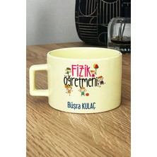 Hedizu Kişiye Özel Fizik Öğretmeni Pastel Fincan Sarı Öğretmenler Günü Hediyesi