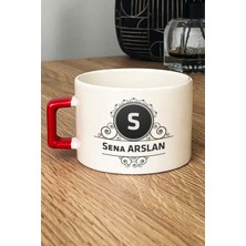 Hedizu Kişiye Özel Baş Harf Isim Soyisim Yazılı Lüks Fincan Kırmızı Doğum Günü Hediyesi
