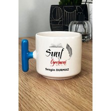 Hedizu Kişiye Özel Erkek Sınıf Öğretmeni Kupa Bardak T Kulplu Mavi Öğretmenler Günü Hediyesi