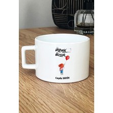 Hedizu Kişiye Özel Ütopyalar Güzeldir Lüks Fincan Beyaz  Arkadaşa Hediye