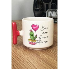 Hedizu Kişiye Özel Kaktüs Kupa Bardak T Kulplu Pembe Isme Özel Arkadaşa Doğum Günü Hediyesi