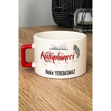 Hedizu Kişiye Özel Kütüphaneci Lüks Fincan Kırmızı