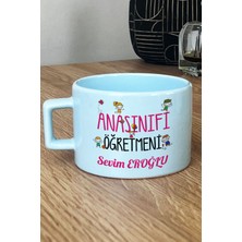 Hedizu Kişiye Özel Anasınıfı Öğretmeni -2- Pastel Fincan Mavi Öğretmenler Günü Hediyesi