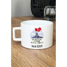 Hedizu Kişiye Özel En Büyük Asker Lüks Fincan Beyaz  Askere Hediye