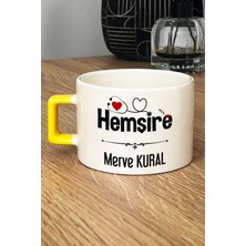 Hedizu Kişiye Özel Hemşire Lüks Fincan Sarı Isme Özel Tıp Bayramı Hediyesi