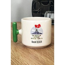 Hedizu Kişiye Özel En Büyük Asker Kupa Bardak T Kulplu Yeşil Askere Hediye