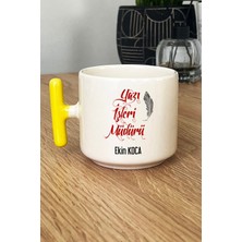 Hedizu Kişiye Özel Yazı Işleri Müdürü Kupa Bardak T Kulplu Sarı