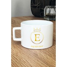 Hedizu Kişiye Özel Baş Harf ve Isim Yazılı Isme Özel Lüks Fincan Beyaz  Yeni Iş Hediyesi