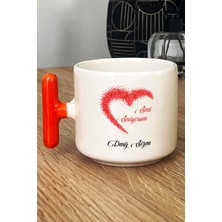 Hedizu Kişiye Özel Seni Seviyorum Kupa Bardak T Kulplu Turuncu Sevgililer Günü Hediyesi